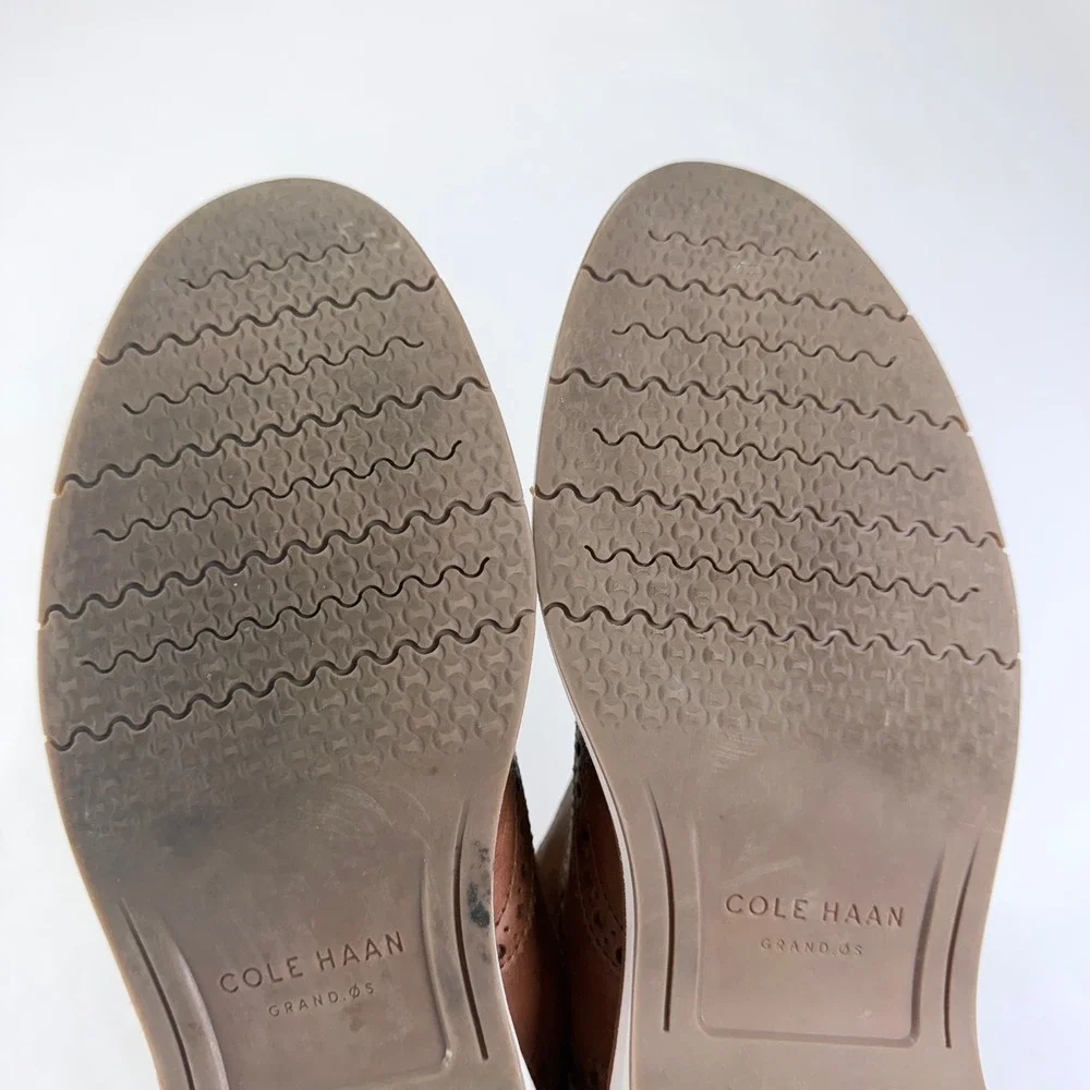 Cole Haan Grand OS Morris Oxford Shoe Men 9.5 Brown Leather Wingtip Dress Preppy